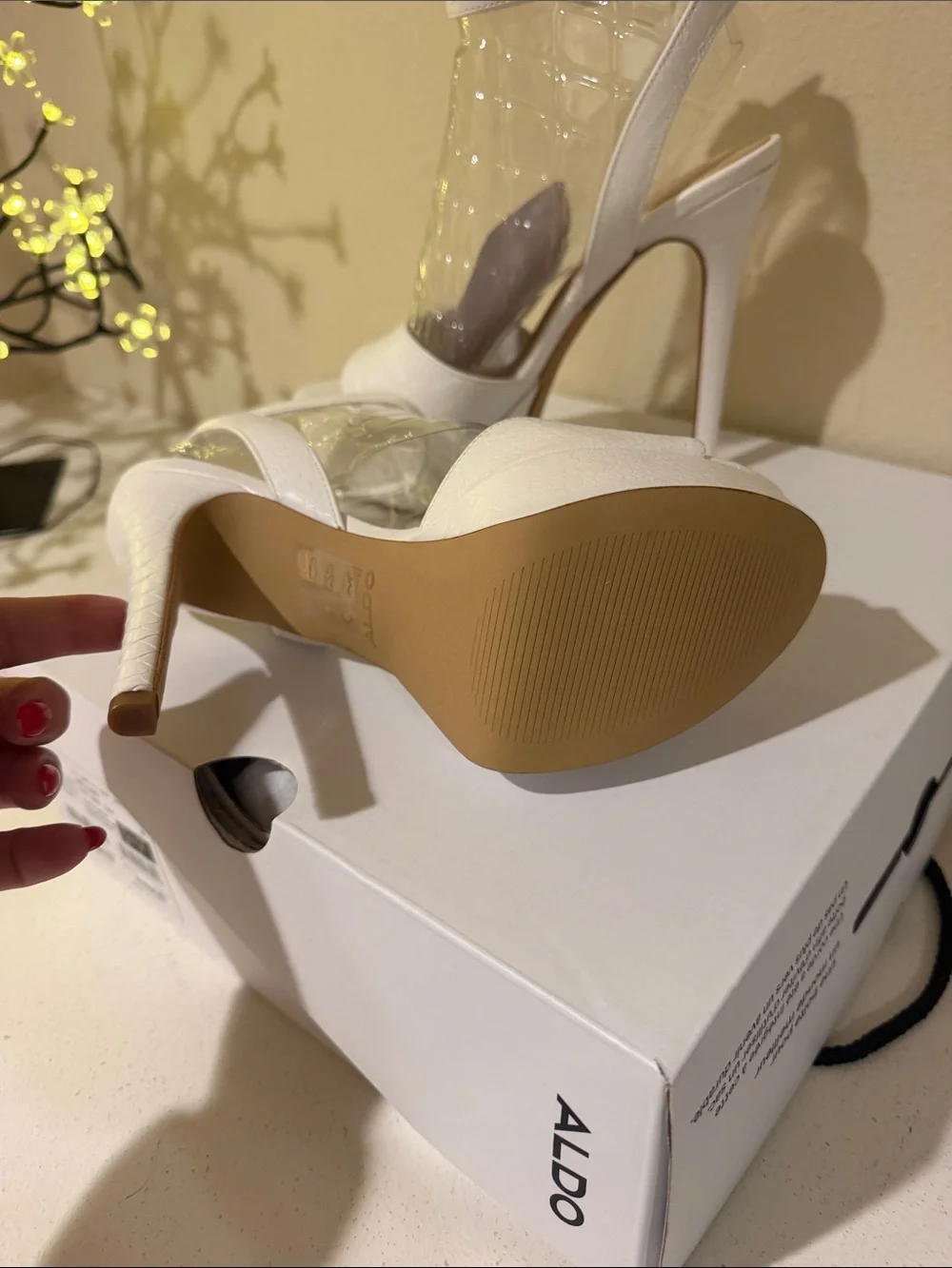 ALDO White Platform Open-Toe Ankle-Strap Sandals